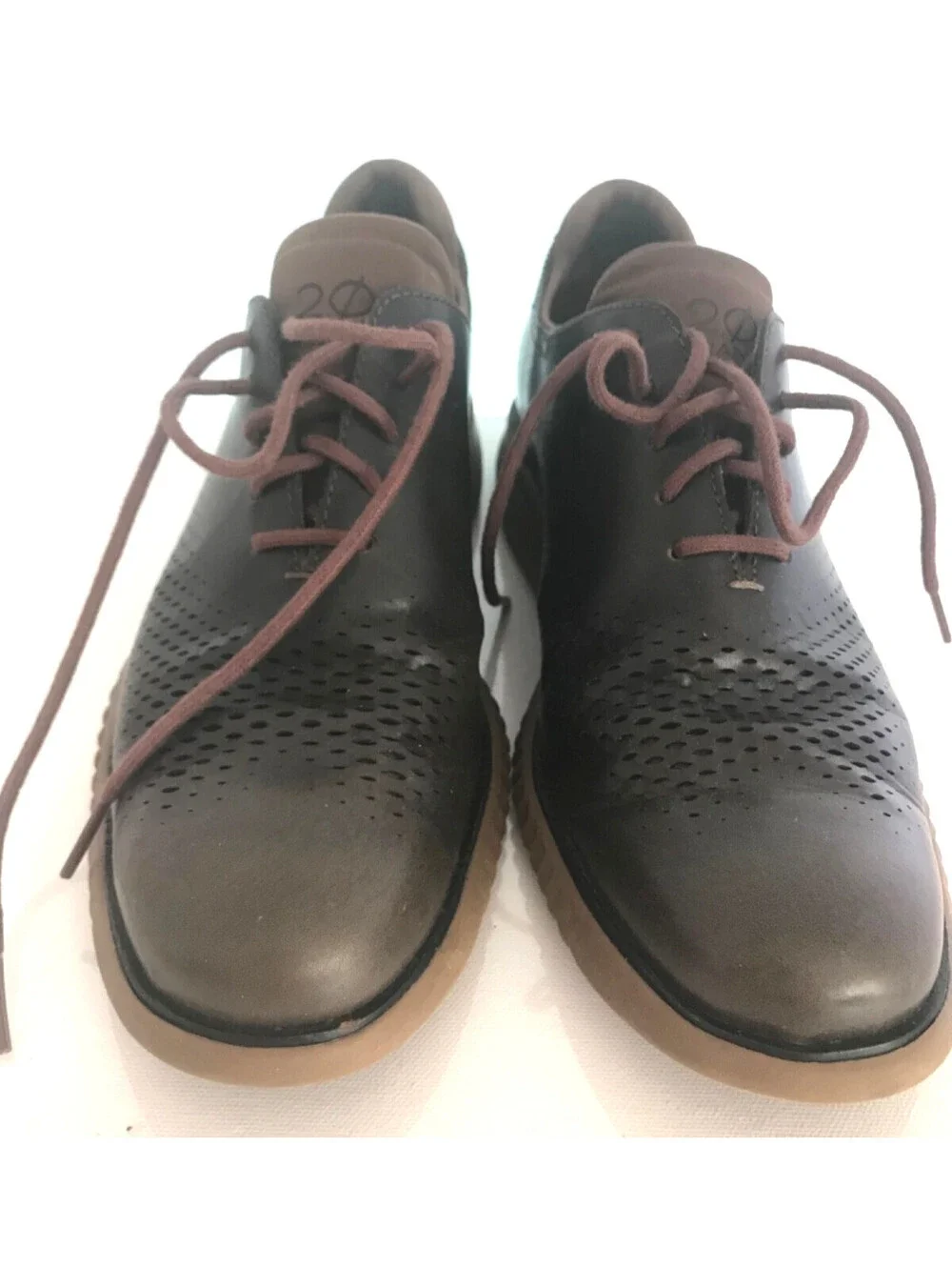 Cole Haan 2.ZEROGRAND Laser Wingtip Oxfords Tan Brown Men's Size 9 M Nice Shape.